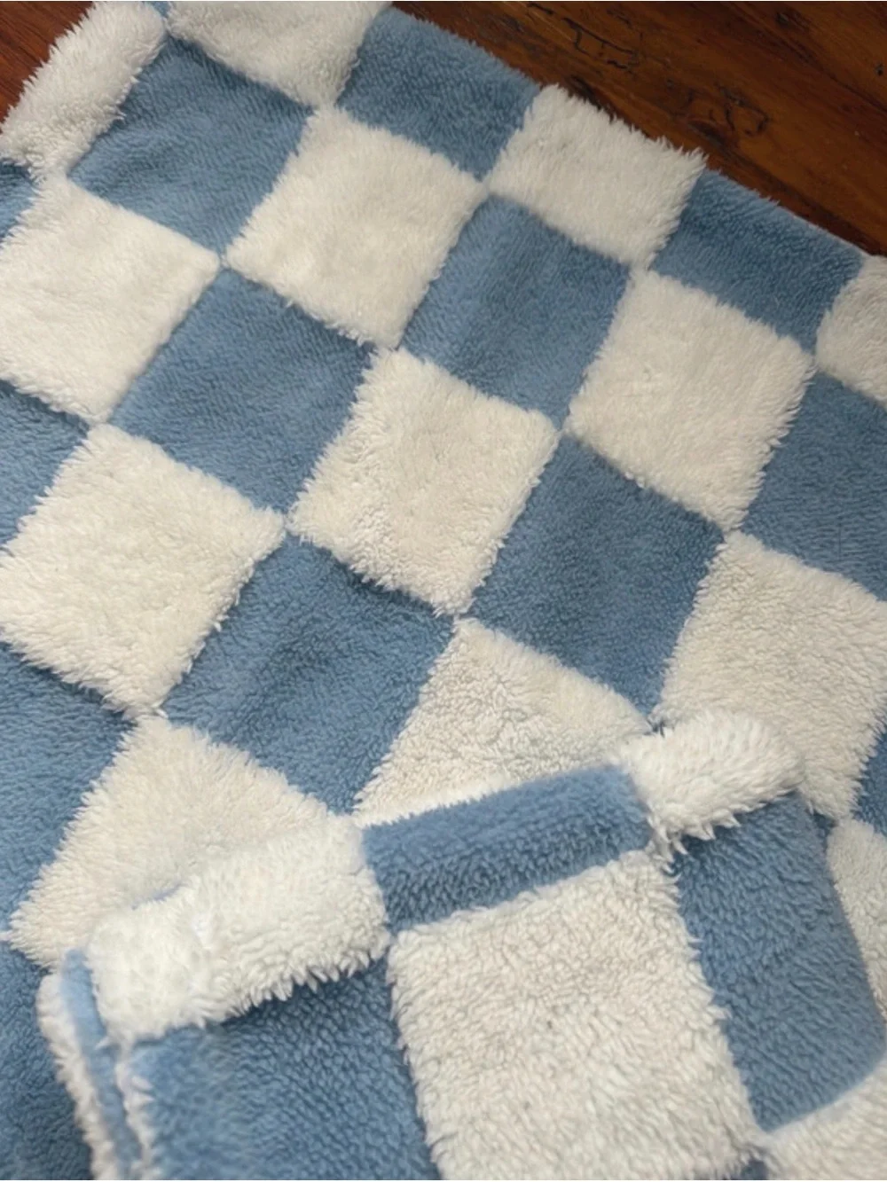 Blue and White Checker Plush pillow covers
